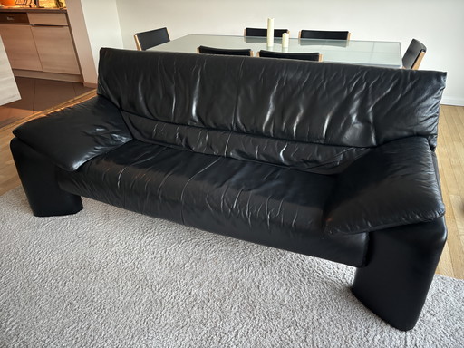 Divano Jori a 3 posti in pelle nera