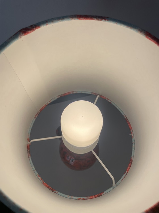 Image 1 of Small cordless table lamp made from Scheurich vase with dragonfish shade