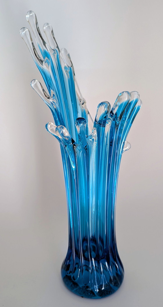Image 1 of Sculptural Murano Glass Vase in Blue – 45 cm Italian Design