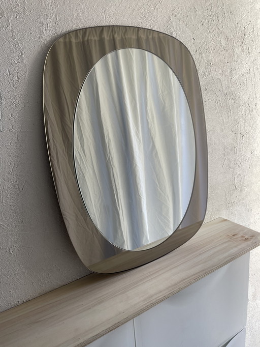 Specchio in vetro fumé stile Space Age anni '70