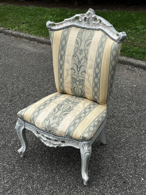 Sessel im Louis XV-Stil mit passendem Fußhocker – 20. Jahrhundert – Style Louis XV, Wood, Textile (photo 5 of 15)