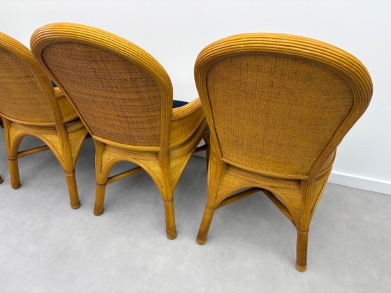 Image 1 of Vintage ( pencil reed ) eettafel met 4 bijpassende stoelen