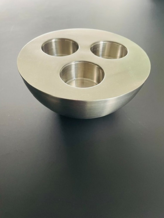 Image 1 of Minimalistische RVS kaarsenhouder 3 waxinelichtjes