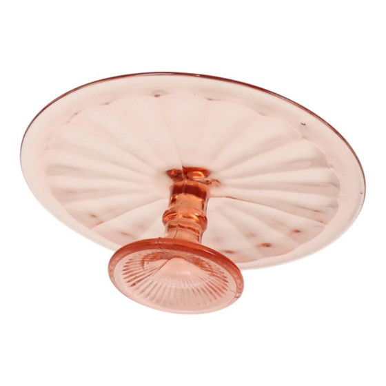 Roze Art Deco Taartschotel Gebak Schaal Depression Glass – Tafelaccessoires (photo 6 of 13)