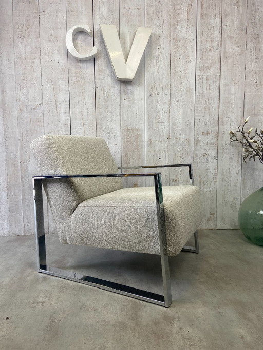 Designfauteuil van verchroomd roestvrij staal