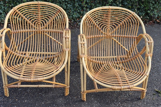 Image 1 of Paar vintage rotan fauteuils uit de jaren 60