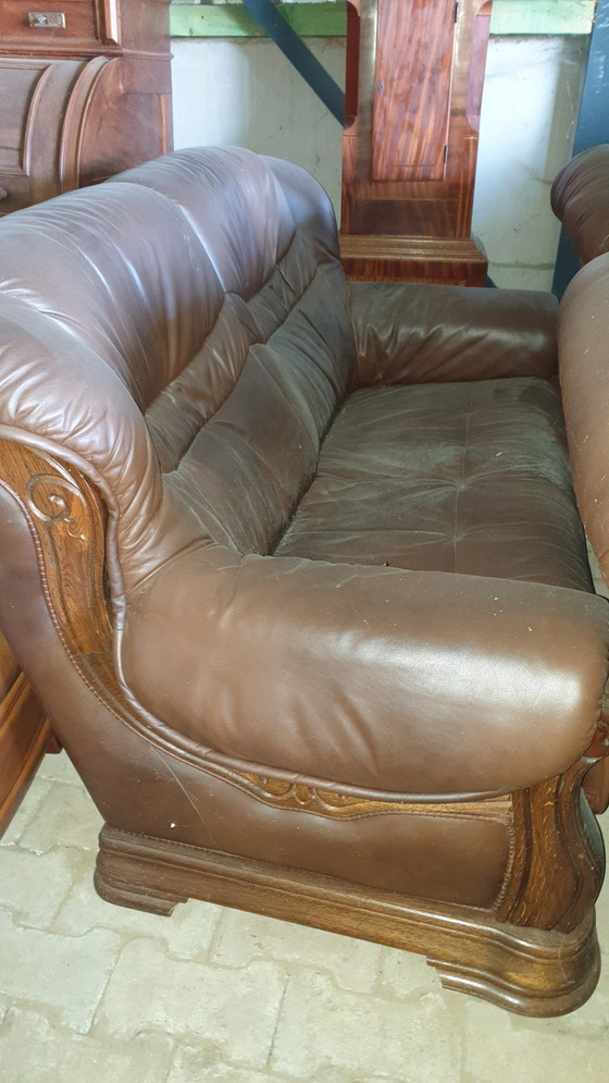 Image 1 of 2+1+1 seduta in rovere, pelle