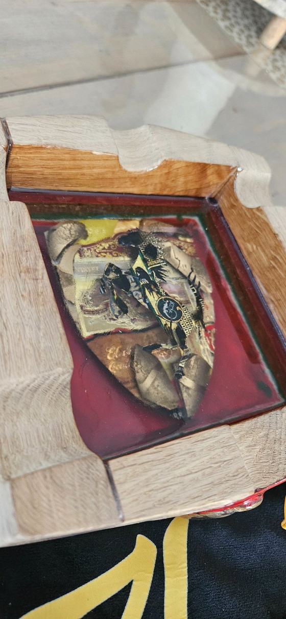 Image 1 of Handgefertigter Aschenbecher aus Eichenholz mit Epoxidharz – Individueller Zigarrenaschenbecher – Geschenkidee für die Ferrari-M