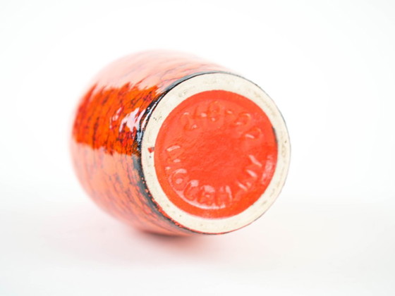 Vaso in ceramica, design tedesco, anni '60, prodotto nella Germania Ovest, Vasi, Arancione (foto 8 di 9)
