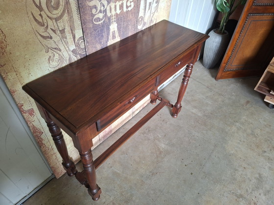 Classic mahogany side table, console table, hall table, light signs of use consistent with age, dimensions (photo 3 of 5)