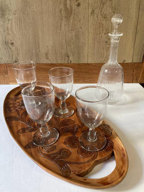 Image 1 of Vassoio da portata in legno di acacia, Guadalupa, anni '80