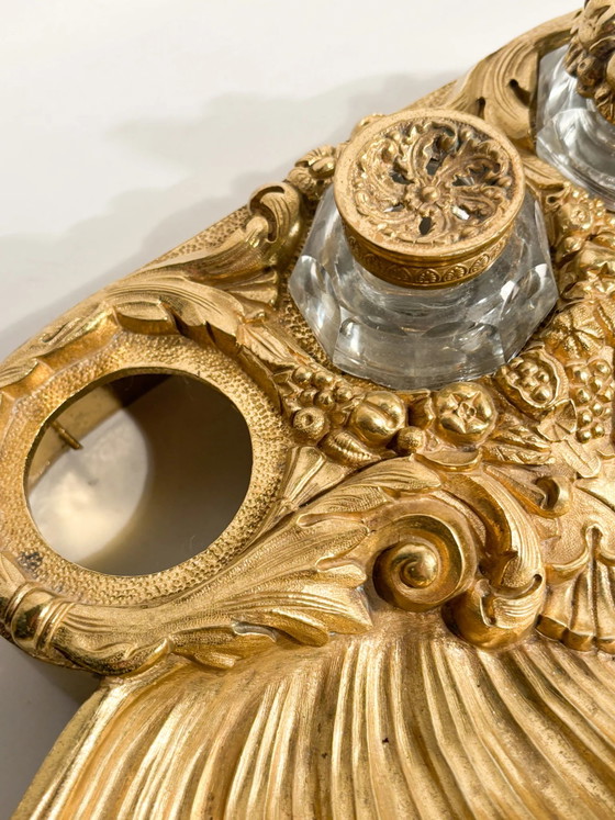 Encrier en bronze doré et flacons d'encre en cristal, XXe siècle – Objets déco, Crystal (photo 9 of 11)