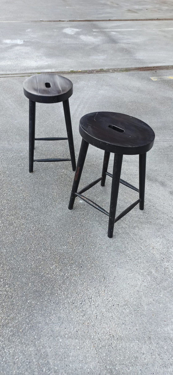 Image 1 of 2 x Vintage Wooden Stools