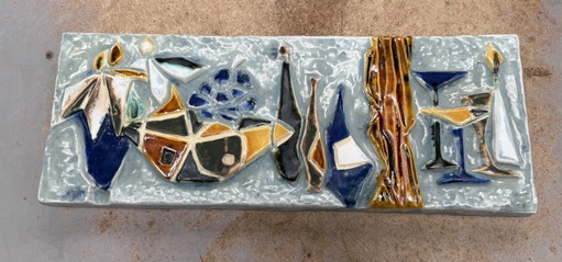 Helmut Friedrich Schäffenacker – Relief mural en céramique « Nature morte » – Formé à la main – Allemagne ca. 1960-1970