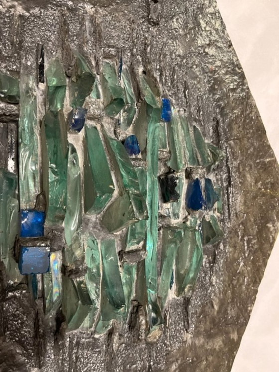 Exclusieve Monumentale Ruitvormige Wandsculptuur & Lamp – Pia Manu (Jaren '70) – 120 cm – Beeldhouwkunst (photo 9 of 19)