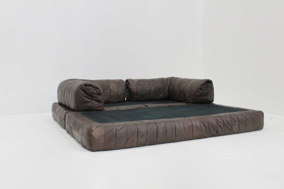 Image 1 of Vintage leren patchwork sofa  daybed jaren 70