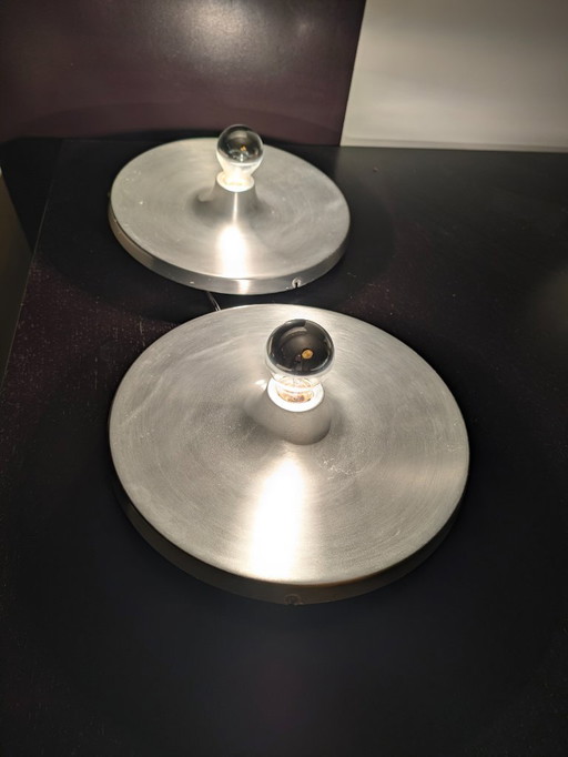 Vintage Space Age-Stil Decken- oder Wandleuchte aus matt gebürstetem Aluminium