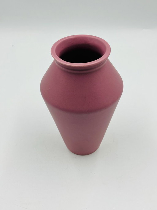 Vintage matte powder pink ceramic vase