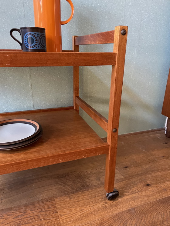 Image 1 of Roltafel teak en teak fineer vintage uit Denemarken 