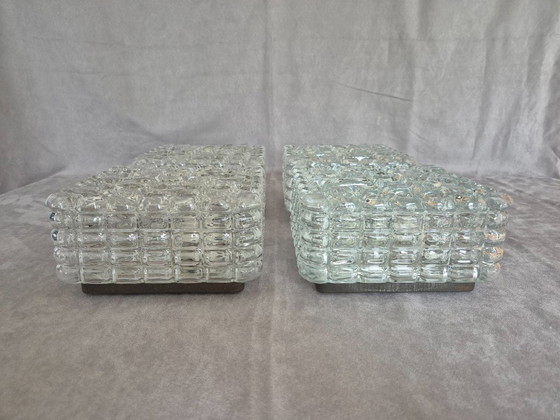 Image 1 of Set van 4 vintage ERCO wandlampen 54075 – Glazen wandlamp uit het midden van de 20e eeuw, jaren 60-70, originele staat.