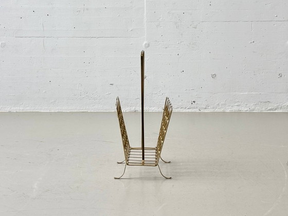 Image 1 of Vintage newspaper rack made of brass wire, 1960s