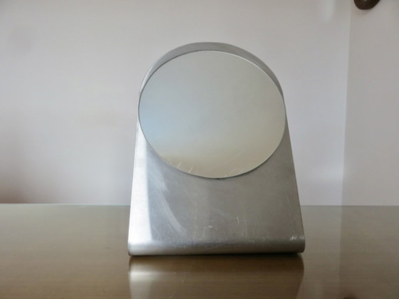 Stainless Steel Table Mirror, France, 1970, Metal, Glass, Silver, Modern (photo 8 of 13)