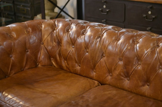 Image 1 of Chesterfield sofa in brown leather