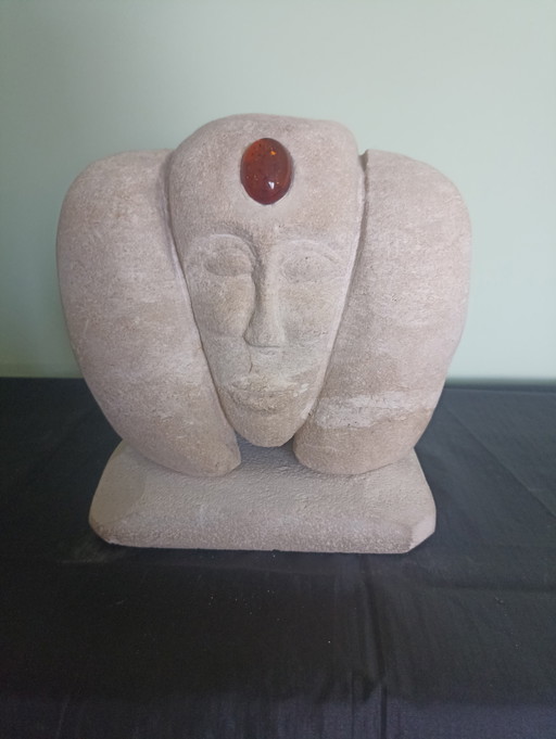 Brutalist table lamp, light sculpture. A unique piece.