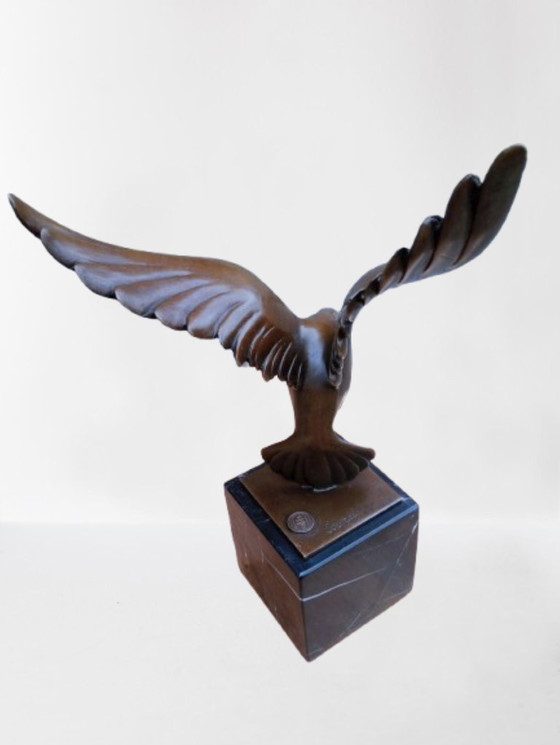Bronze dove sculpture on marble pedestal, Brown, Klassiek (photo 4 of 6)