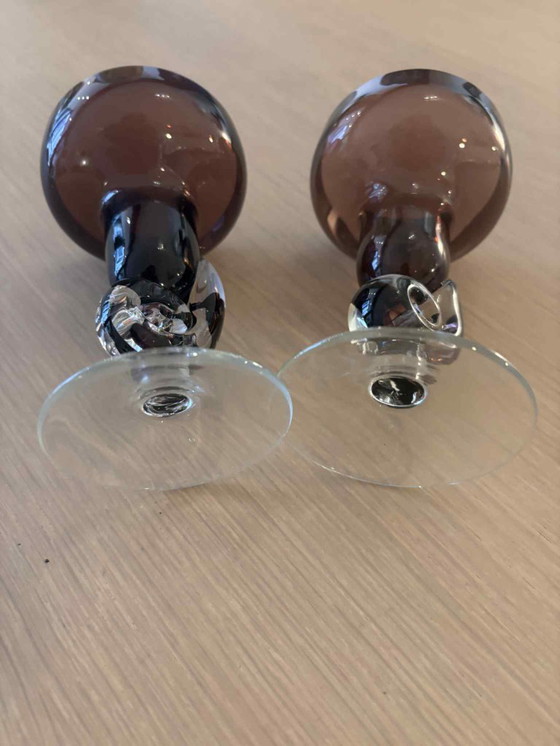 Image 1 of Portacandele vintage in vetro bordeaux: decorazioni da tavola fatte a mano in Francia