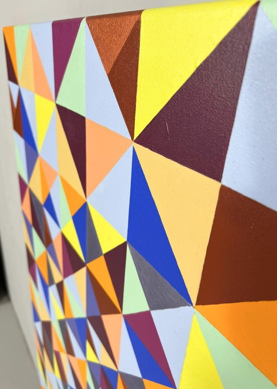 Image 1 of Lena László, acrylique sur toile, 'Exactly 299 triangles