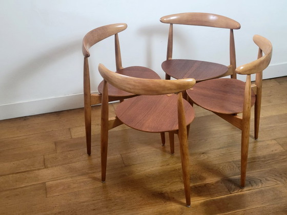 Image 1 of Set di quattro sedie "The Heart" di Hans J. Wegner per Fritz Hansen.