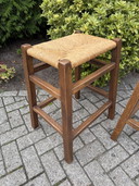 Houten barkrukken set riet vintage