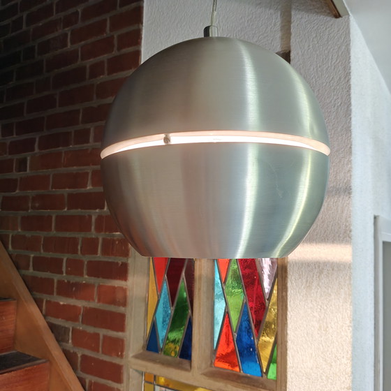 Image 1 of Space Age UFO hanglamp van geborsteld aluminium