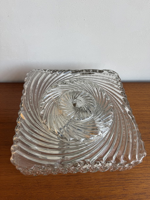 Vintage Wila Glass Ceiling/Wall Lamp – Swirling Art Deco Elegance