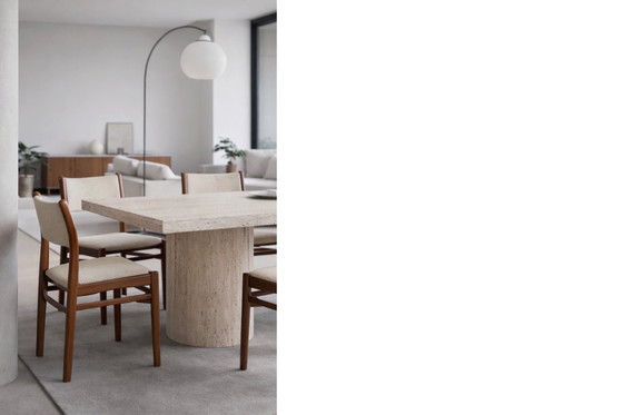 Image 1 of Chaises danoises vintage en teck et tissu beige, style moderne du milieu du siècle, années 1960, lot de 4