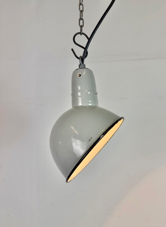 Image 1 of Industrial Grey Enamel Factory Pendant Lamp, 1960s