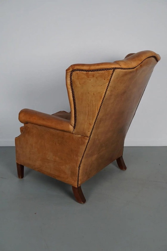 Image 1 of Vintage Nederlandse clubfauteuil van cognackleurig leer