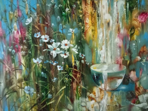 Origineel Olieverfschilderij Abstract Natuur Bloemen Bron