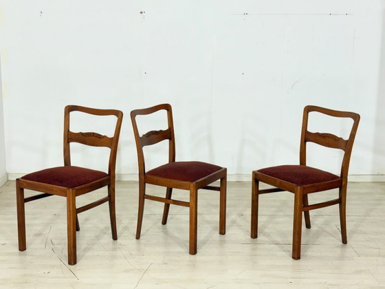Image 1 of Ensemble de 3 magnifiques chaises/chaises de salle à manger Art Nouveau – vers 1920