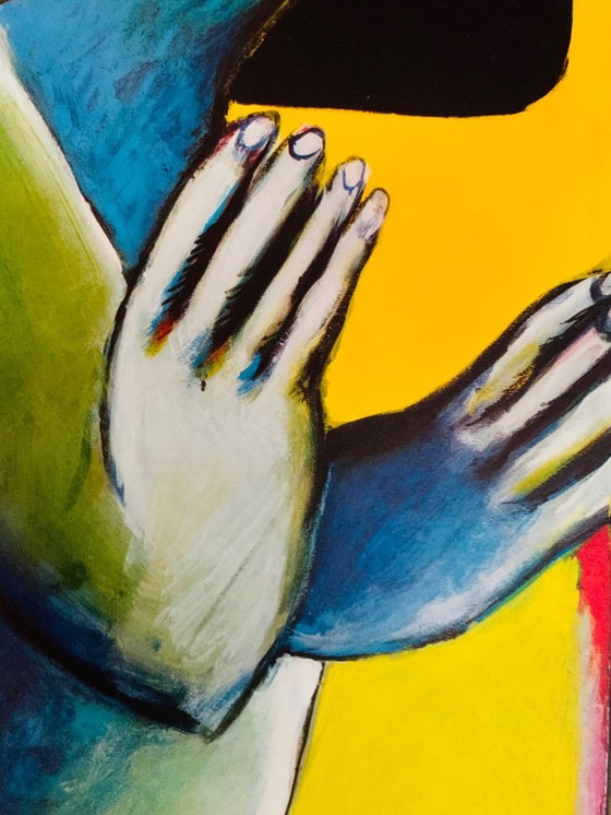 Image 1 of Horst Antes: "Zweiäugige Figur, 1965". Seltener Kunstdruck, antiquarischer Lichtdruck in ausgezeichnetem Zustand.