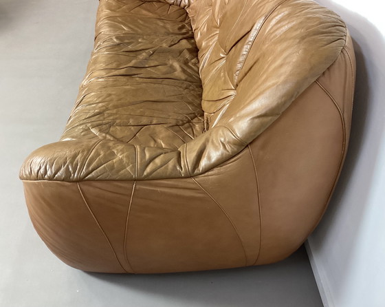 Image 1 of 3 zits congnac kleur lederen Italiaans bank jaren’70