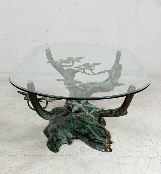 Image 1 of Tavolino da caffè in stile Hollywood Regency con bonsai, di Willy Daro, Belgio, anni '70.