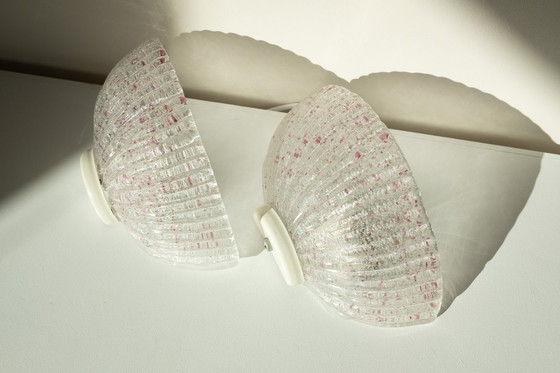 Image 1 of Set di 2 lampade da parete vintage in Murano con macchie rosa