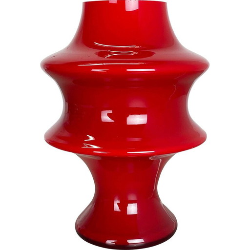 Vintage red glass "mushroom" table lamp for Hustadt Lights, Germany 1970s