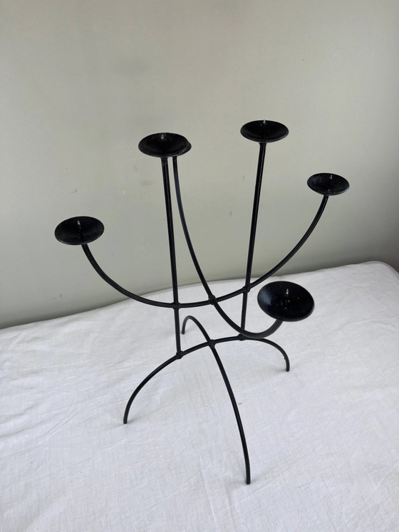 Sculpturale kroonluchter van smeedijzer – Kandelaars en kaarsen, Iron, Bauhaus (photo 5 of 15)