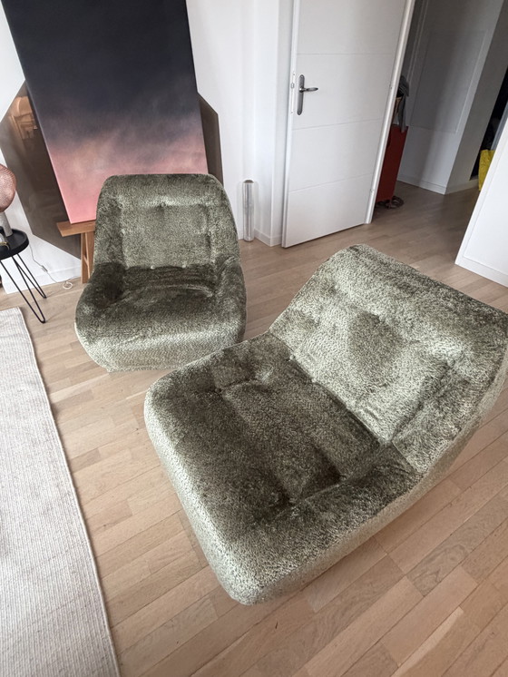 Image 1 of Paar Space age fauteuil in groen fluweel
