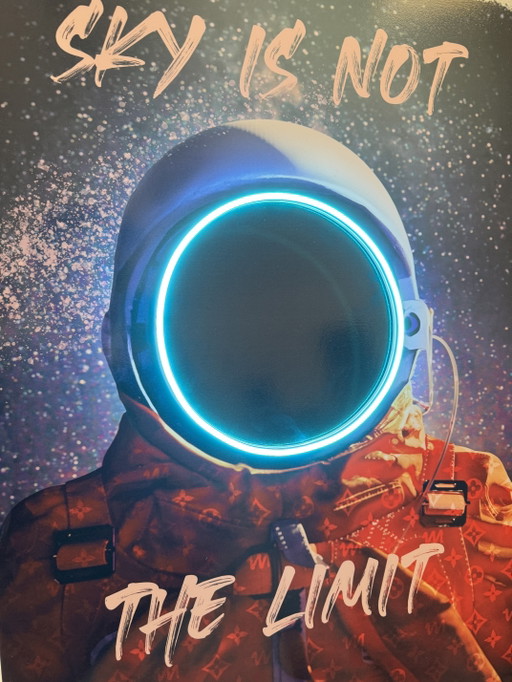 Lámpara LED de pared con diseño de astronauta en neón azul pop art de Ledmansion