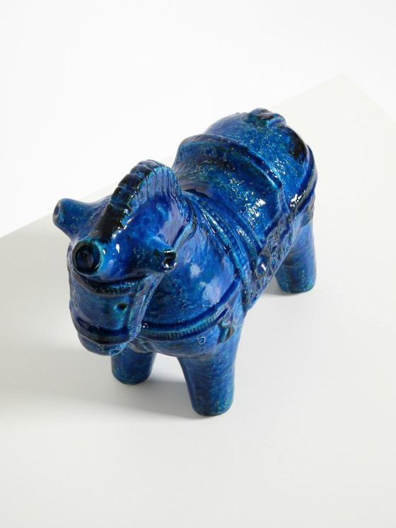 Image 1 of Wunderschönes Keramikpferd aus den 1960er Jahren aus der Kollektion „Rimini Blue“ von Aldo Londi für Bitossi, Italien.