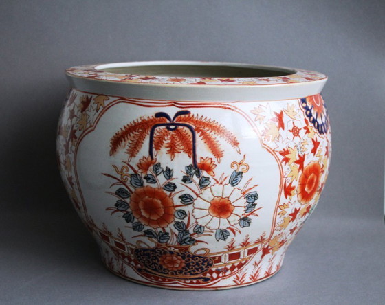Image 1 of Vaso da fiori in porcellana cinese, colori policromi, antico, grande